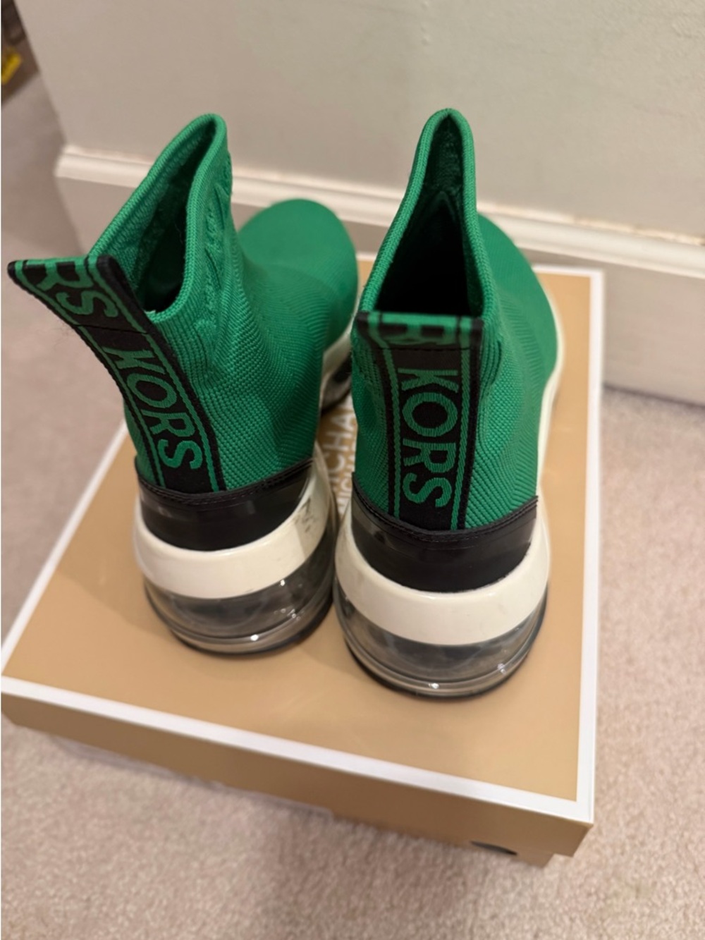 Michael Kors Green Stretch-Knit Platform Ankle Boots with Silver Accents - Picture 3 of 4